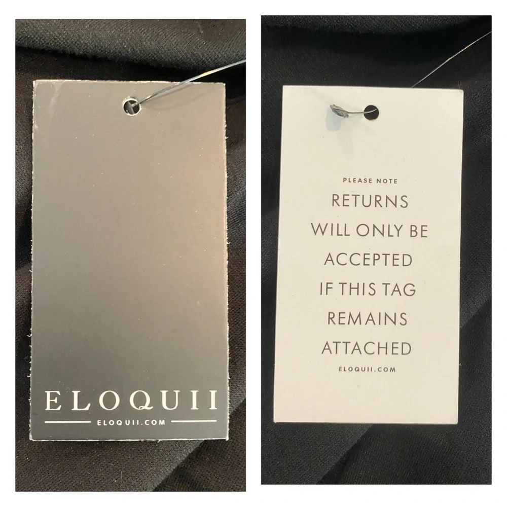 Eloquii Long Sleeve Ivory Ruffle Cuff Round Neck Black Knit Sheath Dress Size 22 - Picture 7 of 8